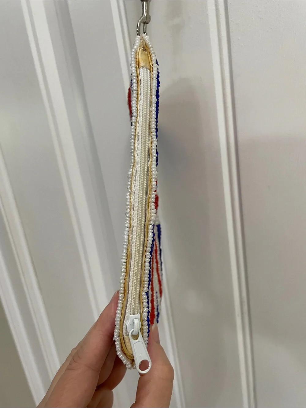 dELiA*s Vintage Union Jack Beaded Wristlet - Blue, Red & White